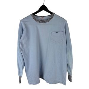 Vintage 70s Reis Perma Sized Single Stitch Blue Pajama Top Shirt Size XL